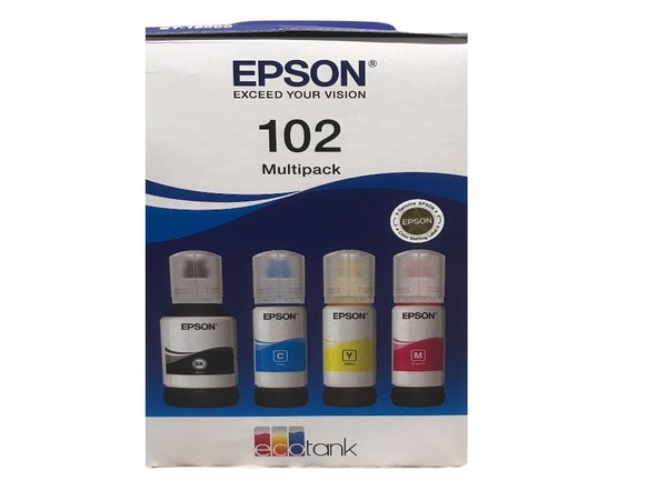 4 Original Epson 102 Tintenflaschen T03R64 FüR Ecotank ET-3750 ET-4750 ET-2756-image
