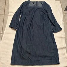Talbots Square Neck 3/4 Sleeve Blue Denim Dress Sz 1Momcore Casual Minimalist