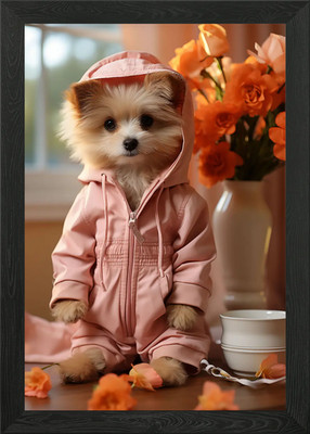 Rosa Swag Hund Gerahmtes Wandbild Poster Leinwanddruck Bild