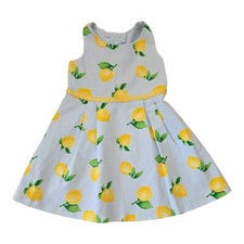 Janie and Jack Yellow Lemons Sun Day Best Dress with Bow Girls Blue Size 2T