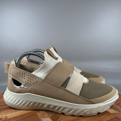 ECCO ST.1 Womens 39 8 Beige Leather Mesh Elastic Strap Slip On Sneakers 837303