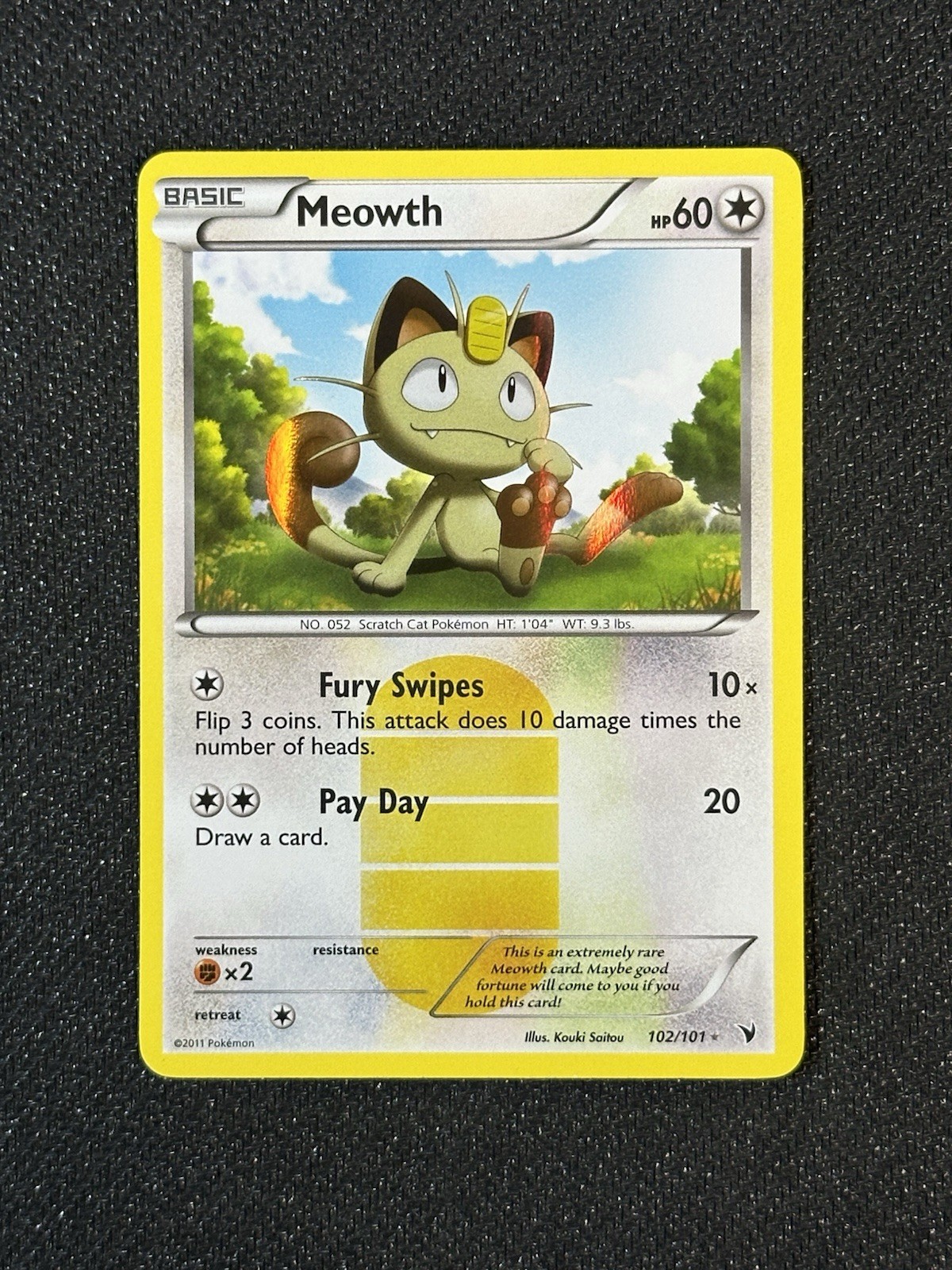 NM Meowth 102/101 Noble Victories Secret Rare Holo Pokemon Card
