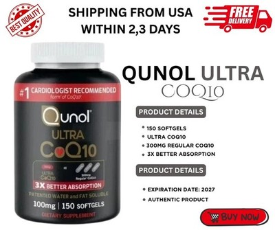 Qunol Ultra CoQ10 - 100 mg - 150 Softgels / NEW & SEALED / EXP 1/28