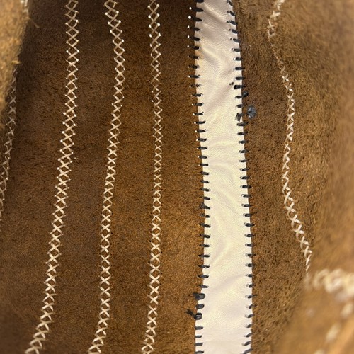 Handmade, Leather Bowler Hat Brown White Steampunk Western Costume Artisan - Afbeelding 10 van 16