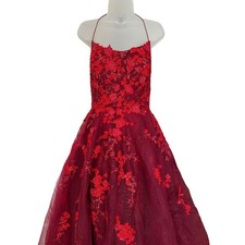 Ellie Wilde Mon Cheri Fairy Romantic Whimsy red Sequin Ball Gown Prom Dress 14