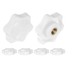 6pcs Star Knobs M6 Thread 32mm Head Non-Through Hole Brass Insert Knob White