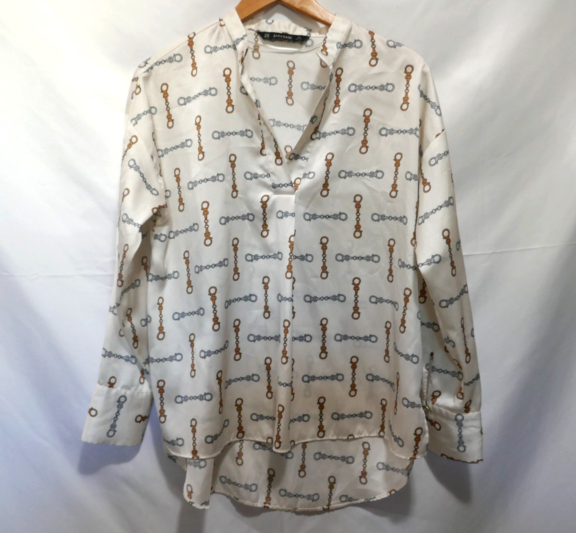 Zara Basic Ivory Tunic Polyester Long Sleeve Chai… - image 2