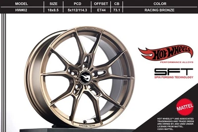 Hot Wheels HW02 18 Inch 5x112 5x114.3 ET44 (BRONZE) For Golf , Mini Copper ,A35 - Image 1 of 4