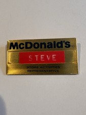 X-RARE 1970s-80s VINTAGE McDonald’s “STORE ACTIVITIES REP”BRASS NAME TAG/BADGE/