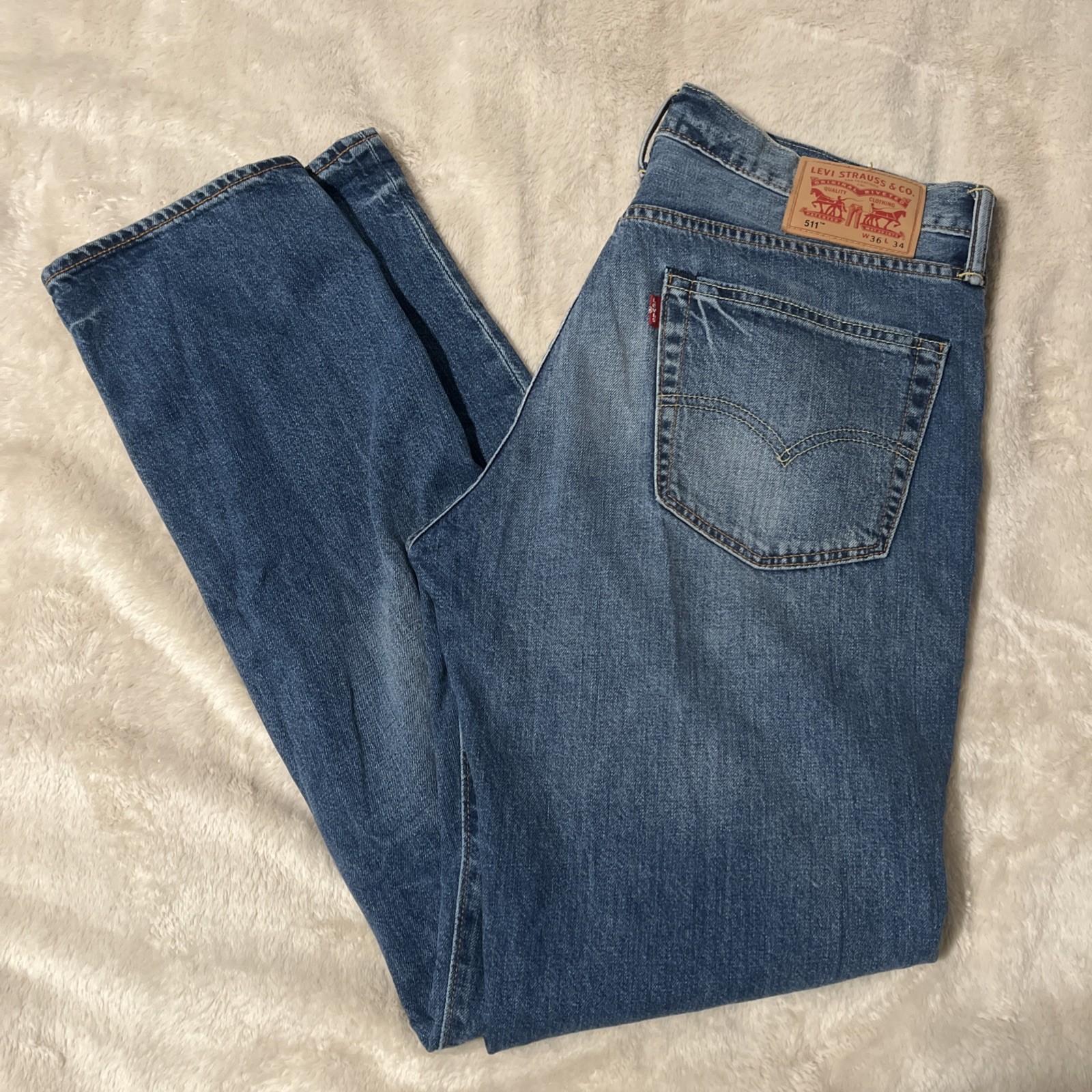 Levi's 511 Jeans Men 36x34 Blue Cotton Denim Straight Leg Stretch Workwear