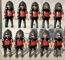 Playmobil 10 Custom Knights Red & Silver Dots??ALL PARTS IN EXCELLENT COND??