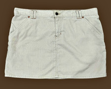 Vintage Y2K Old Navy Corduroy Cargo MINI Skirt Low Rise Beige Utility Womens 16