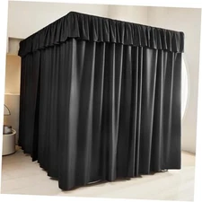 AIKASY Thickened Bed Canopy Curtains - Elegant Bedroom Decor for Queen Black