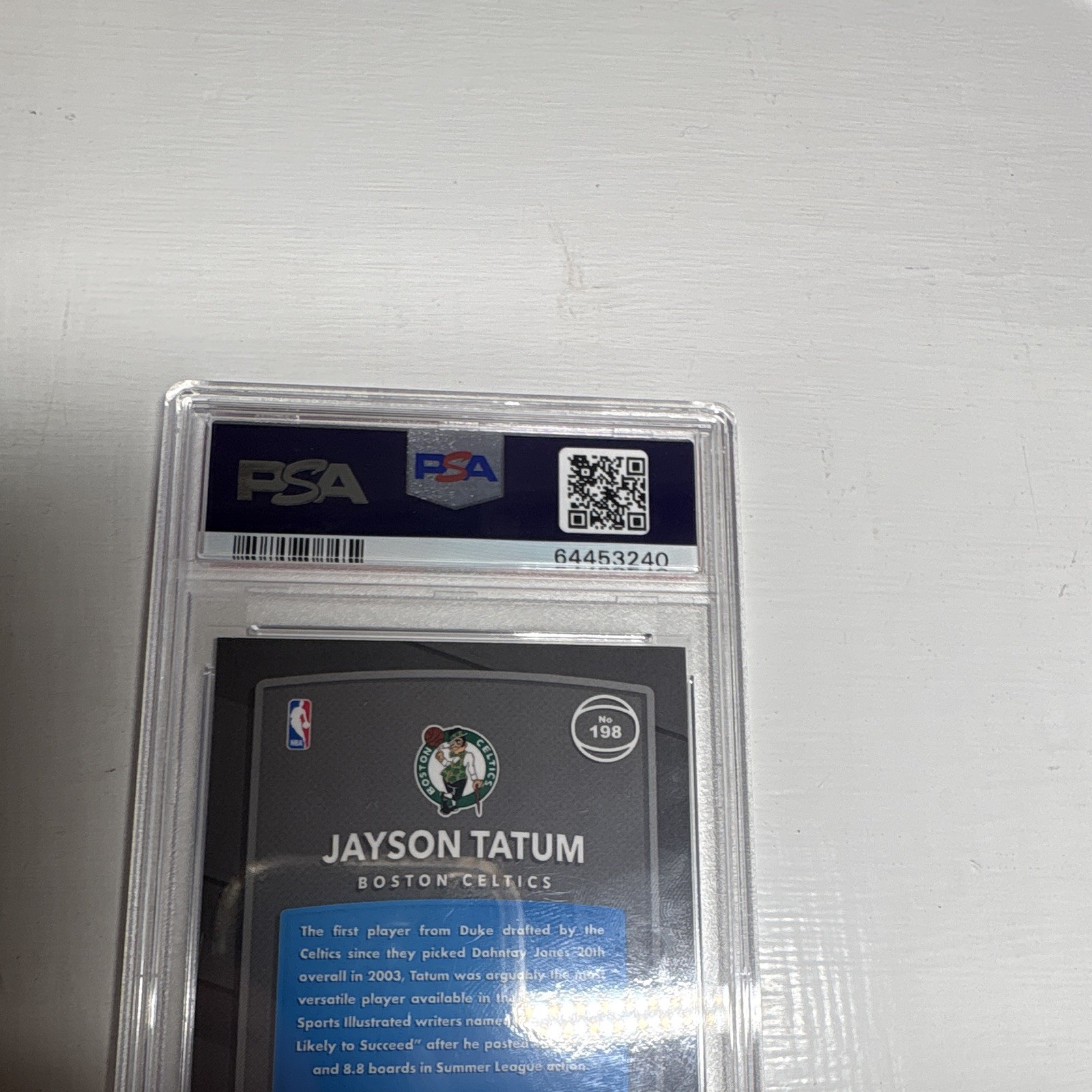 Panini 2017-18 Donruss Optic Rated Rookie Jayson Tatum #198 PSA 10 view 4