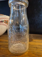 Rare 1948  Greenbrier Resort Hotel Glass 5.5" Half Pint Milk Bottle Flower Vase