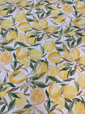 Lemon Print Tablecloth Summertime Yellow French Country 50x50