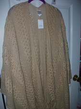 WRAP OR SHAWL NWT ONE SIZE WITH FRINGE COLOR LISTED AS CAMEL