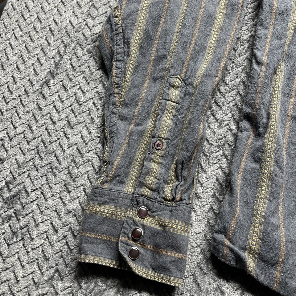 Camisa Scully Para Hombre Talla L Bordada Occidental Gris Perla A Presión Floral Azteca Foto 4 de 4