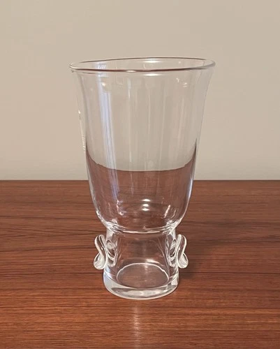 Vintage Signed Steuben Art Glass Thumbprint Vase George Thompson Design 7.5”