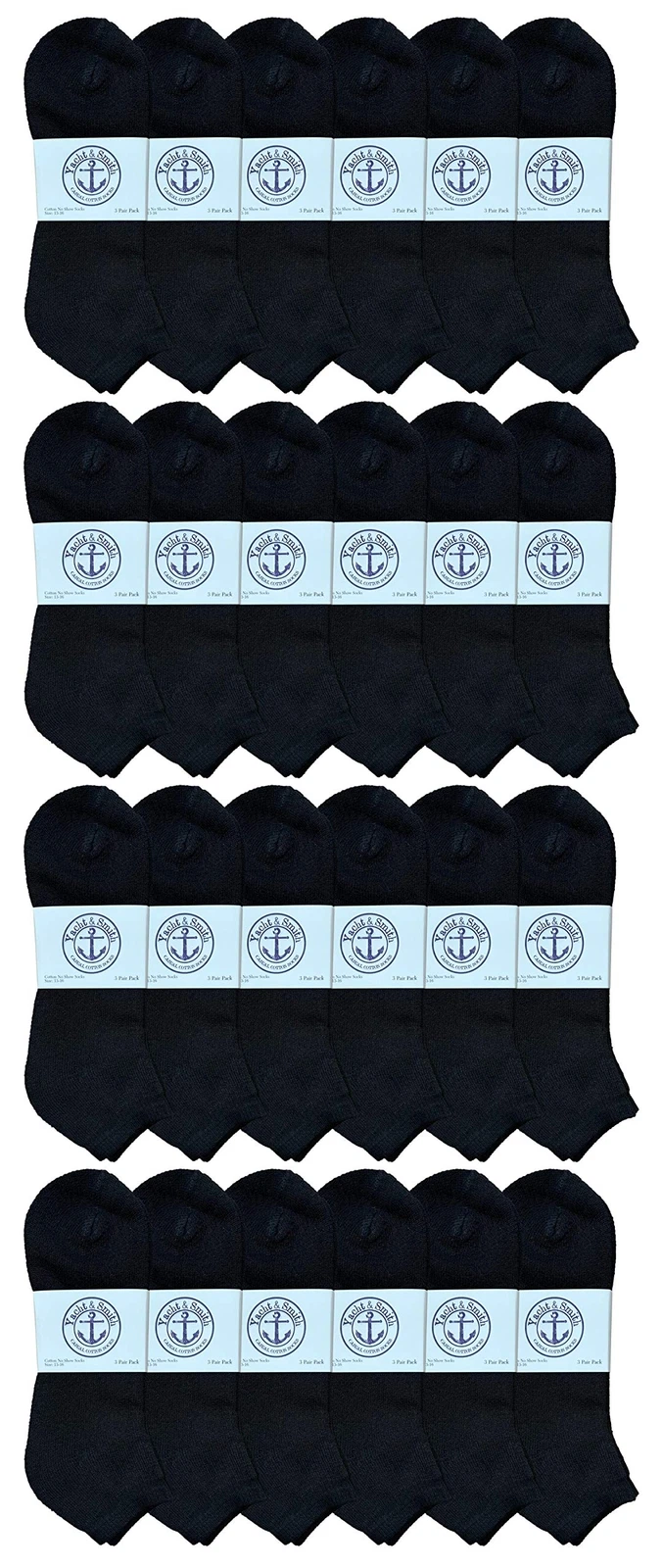 24 Units of Men's King Size No Show Ankle Socks Size 13-16 Black - Big And Tall