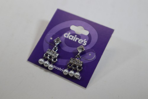 RBOT Petite dangle austrian crystal pearl STUD EARRINGS Claire's Jewelry - Picture 3 of 4