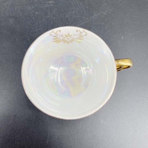 Vtg Japan Nippon Yoko Boeki Lusterware Teacup & Reticulated Saucer Clover Wreath - Picture 6 of 8