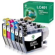 5 Pack LC401 Ink Cartridge compatible for Brother LC401 MFC-J1012DW MFC-J1170DW
