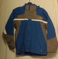 The North Face Hyvent Boys Windbreaker Jacket Large L Boys Blue Gray White Hood