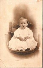 Postcard Young Child in White Christening Outfit Real Photo RPPC Unposted