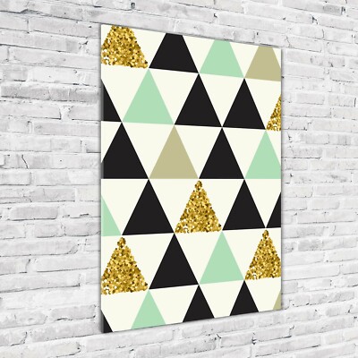 Wand-Bild Kunstdruck aus Hart-Glas Hochformat 70x100 Bunte Dreiecke