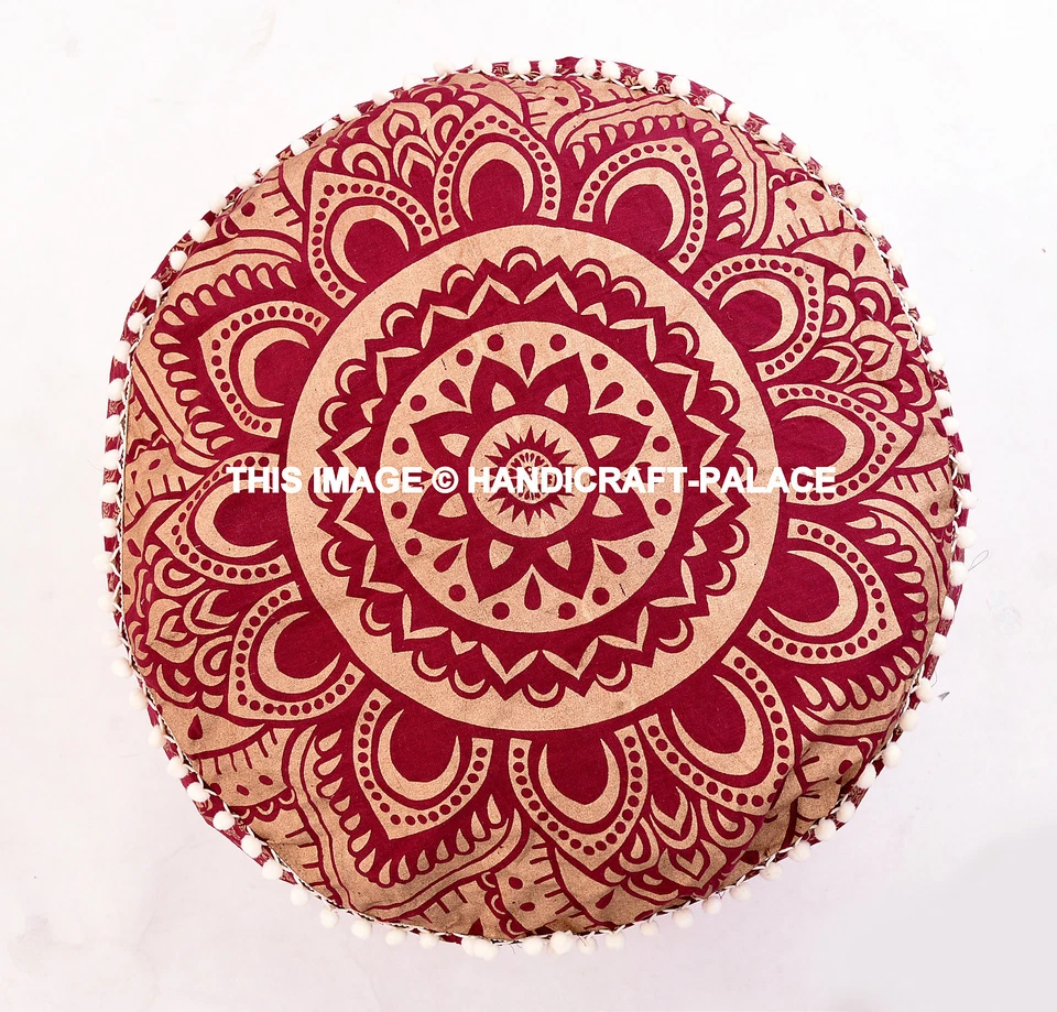 22" Bohemio Indio Ombre Mandala Puf Cubierta Otomana Decoración Puf Pie Taburete Arte Foto 2 de 3