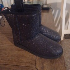 New Wonder Nation Children's Boots Black Faux Fur Easy On/off Size 5