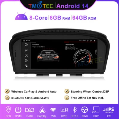 8.8"IPS Autoradio Android 14 GPS BMW 3er E90 E91 E92 E93 5er E60 E61 E63 E64 CCC - Bild 1 von 4