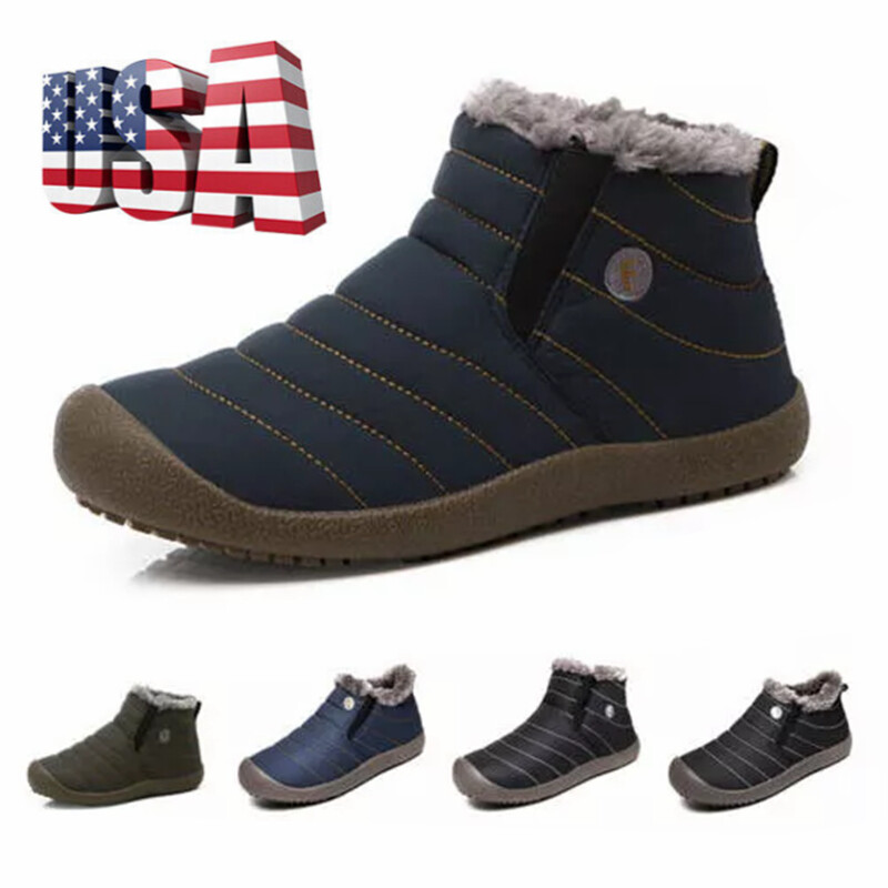 Men's New Winter Warm Outdoor Waterproof Hiking Ankle Snow Boots Shoes Size US