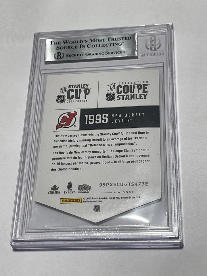 Tarjeta firmada por John MacLean 1995 Devils Stanley Cup Champs IP losa Beckett BAS a Foto 2 de 3