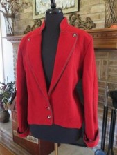 Womens Austria Sigi Scheiber Tyrol Boiled Wool Sweater Jacket 42 M/L  Red J01