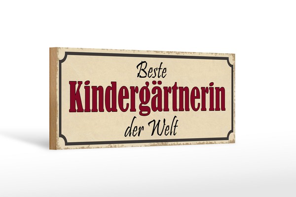 Holzschild Spruch 27X10 Cm Beste KindergäRtnerin Der Welt Schild Wooden Sign-image