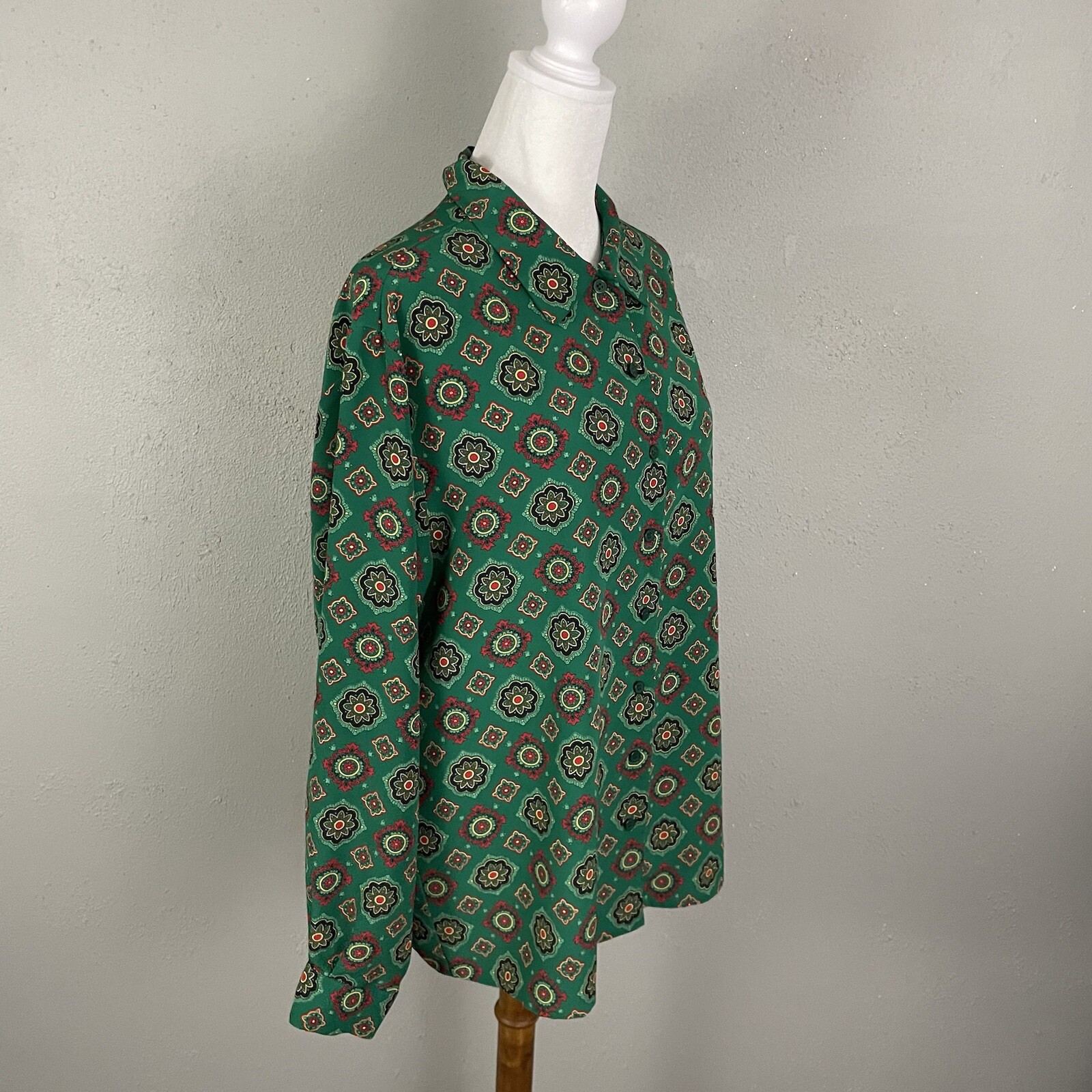 Pendleton Vintage Blouse Size 12 Button Front Gre… - image 3