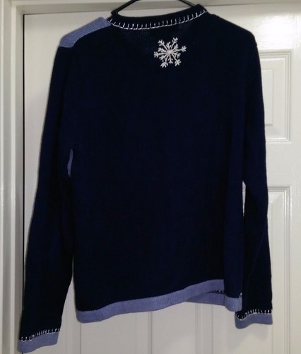 All Points Womens Sweater Jacket Coat Size M Medium Snowman - Picture 3 of 4