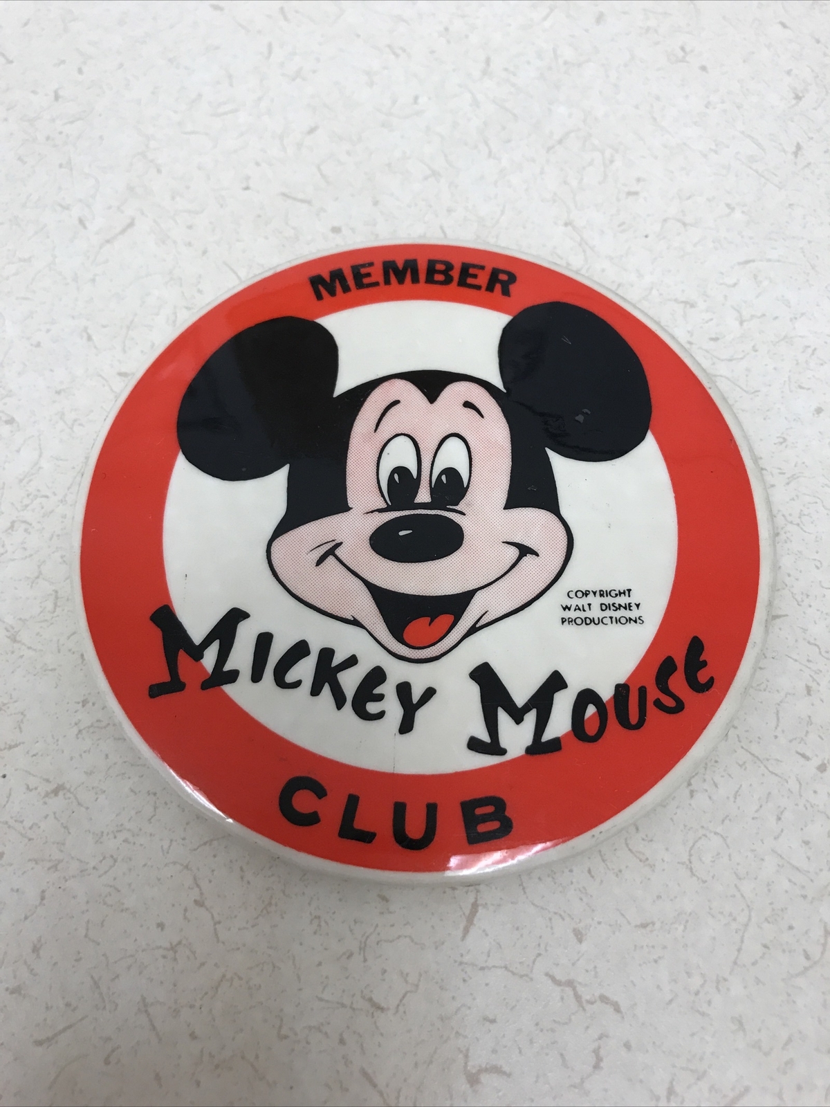 Vintage Walt Disney Pin Mickey Mouse Club Member 1960s 3.5