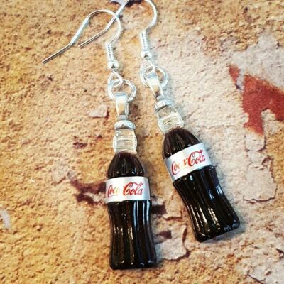 Unikat Diät Cola Flasche Ohrringe Miniatur COCA COLA Handarbeit RETRO Vintage COOL