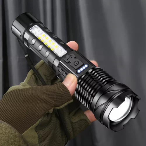 Linterna táctica LED súper brillante de 1000000 lúmenes recargable con zoom 7 modos - Imagen 12 de 40