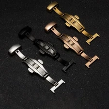 Stainless Steel Flip Lock Butterfly Deployment Clasp Watch Buckle 10-22mm NEW