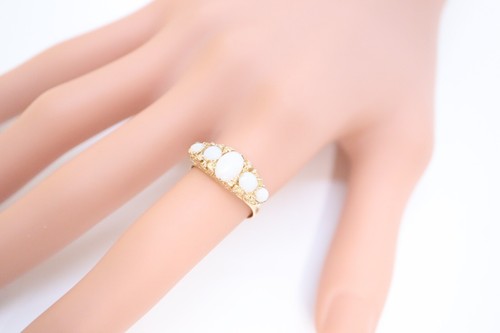 Vintage 9ct Gold Opal 5 Stone Half Hoop Ring - Picture 7 of 8