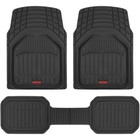 Heavy Duty All Weather Car Floor Mats Full Set 3pc Trim to Fit Deep Dish Black