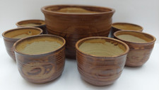Studio Pottery Large bowl + 6 smaller bowls 