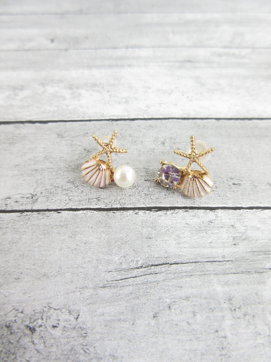 ◎reinheart◎ Starfish pearl earring Pearl Shell Detail Starfish Drop Earrings In Silver | EGO Shoes