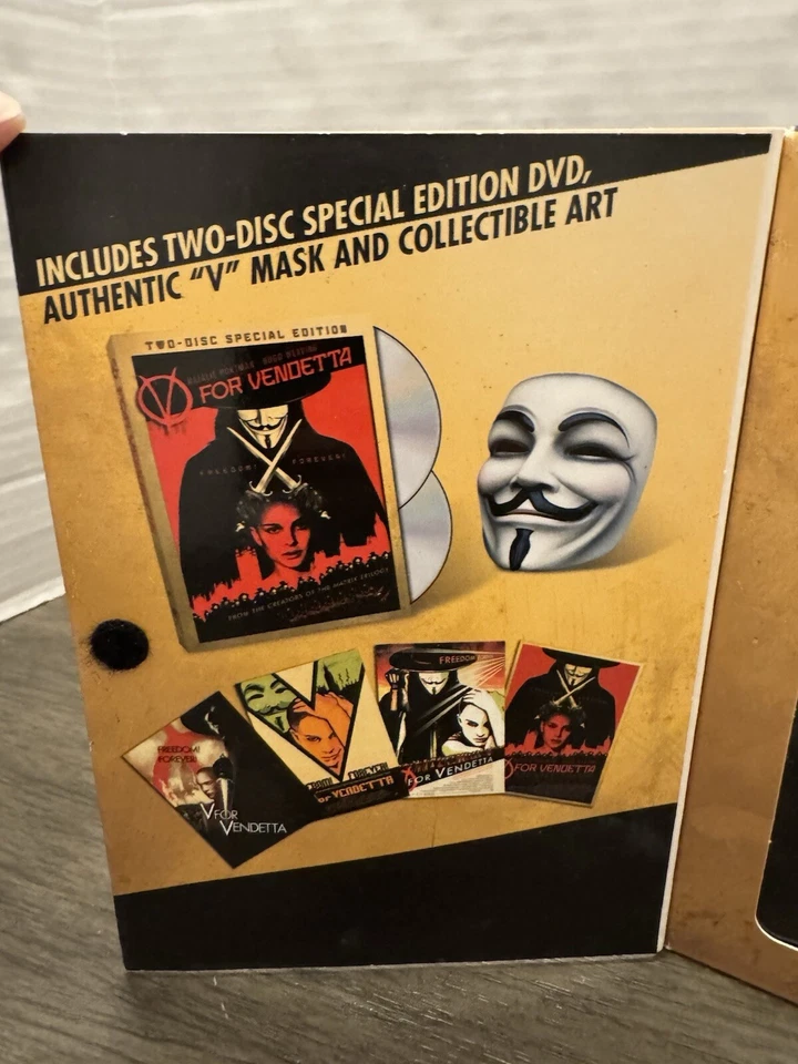 V For Vendetta 2 Disk Collectors Edition DVD Set Sealed Includes Mask And Art  - Image 4 of 4