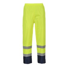 Image of Portwest Hi-Vis Classic Contrast Waterproof Rain Trouser Yellow/Navy Blue S-6XL