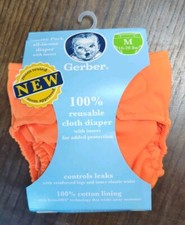 GERBER 100 Reusable CLOTH DIAPER With Insert Starter Pack OrangeM 16-28lb NEW